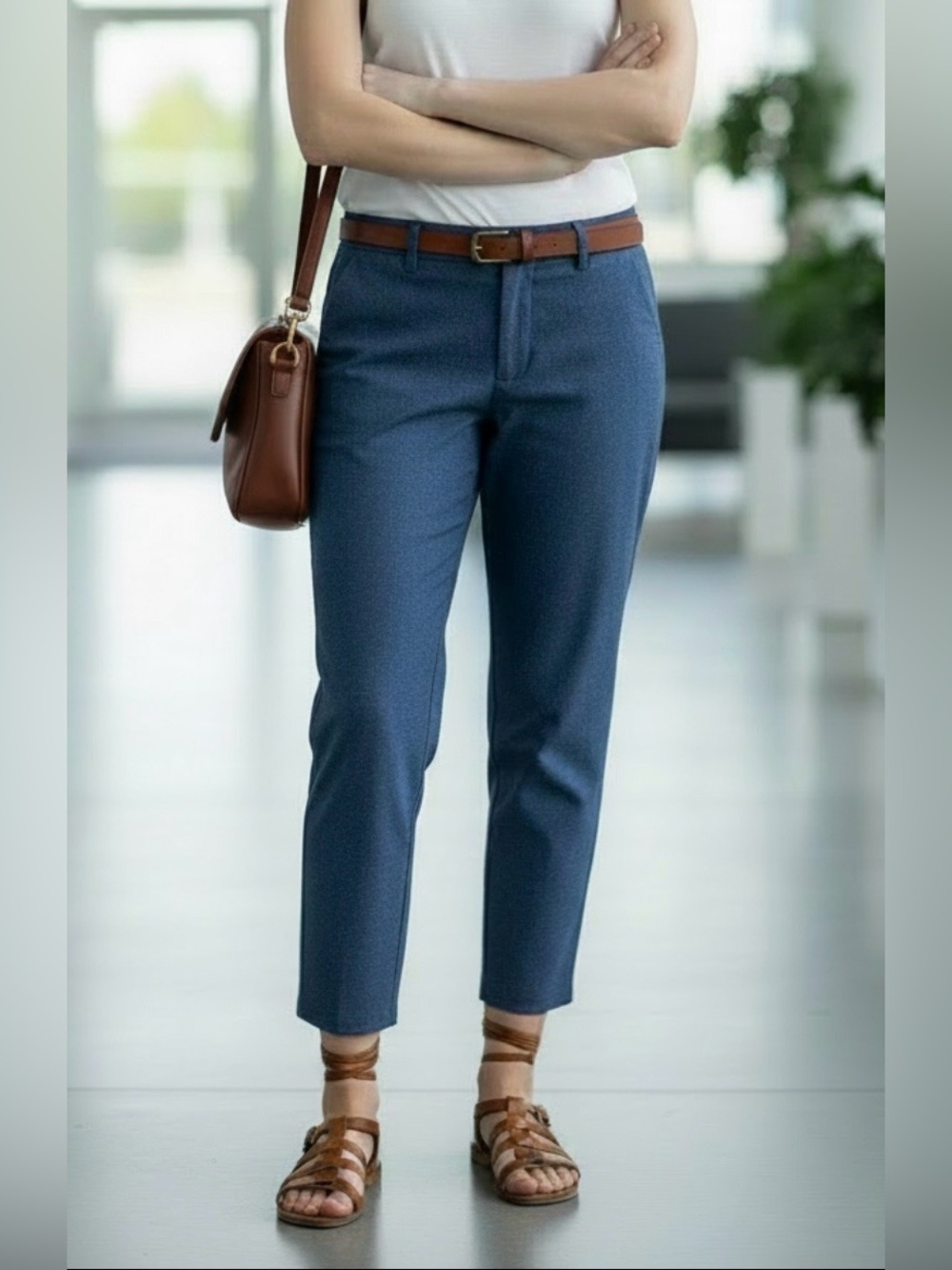 GAP Women's Blue Denim Ankle Khaki Pants